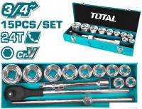 Набор трещотка с головками Total THT341151 (15 предметов)