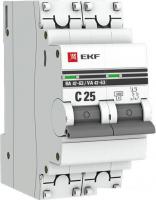 Выключатель автоматический EKF ВА 47-63 2P 25А (C) 4.5kA PROxima mcb4763-2-25C-pro