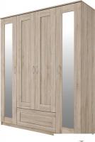 Шкаф распашной Mio Tesoro Сириус 4-х створчатый 1 ящик с 2-мя зеркалами 2.02.01.042.3 (дуб сонома)