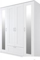 Шкаф распашной Mio Tesoro Сириус 4-х створчатый 1 ящик с 2-мя зеркалами 2.02.01.042.1 (белый)