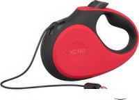 Поводок-рулетка XCHO Трос 5м (M, красный/черный)