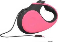 Поводок-рулетка XCHO Трос 5м (M, розовый/черный)