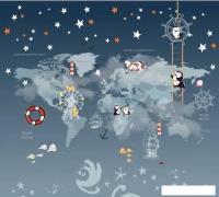 Фотообои Vimala Синяя карта мира 270x300