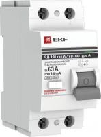 Устройство защитного отключения EKF PROxima ВД-100 2P 63А100мА elcb-2-63-100-em-a-pro
