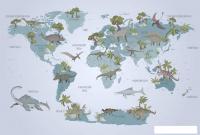 Фотообои Vimala Карта мира динозавры 2 270x400
