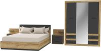 Комплект мебели для спальни Интерлиния Loft-1 Спальня-1 (дуб золотой/антрацит)