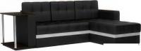 Угловой диван Мебель-АРС Атланта (экокожа черный, с полоской)