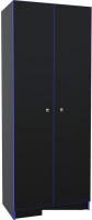 Шкаф распашной МДК Black 2-х створчатый низкий BL-ГШ3С 370x650x1800 (черный/кромка синяя)