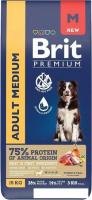 Сухой корм для собак Brit Premium Adult Medium с индейкой и телятиной 15 кг