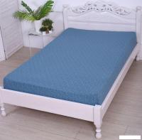 Постельное белье Luxsonia Трикотаж на резинке 90x200 1393 (вензель синий)