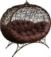 Садовый диван M-Group Улей на ножках 11220205 (коричневый ротанг/коричневая подушка)