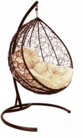 Подвесное кресло M-Group Капля 11020201 (коричневый ротанг/бежевая подушка)