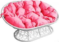 Садовый диван M-Group Мамасан 12110108 (белый ротанг/розовая подушка)