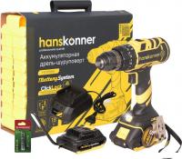 Ударная дрель-шуруповерт Hanskonner HCD1865I (с 2-мя АКБ, кейс)