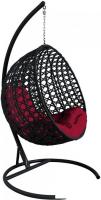 Подвесное кресло M-Group Круг Люкс 11060402 (черный ротанг/бордовая подушка)