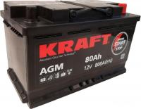 Автомобильный аккумулятор KRAFT AGM 80 R+