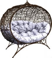 Садовый диван M-Group Улей на ножках 11220209 (коричневый ротанг/серая подушка)