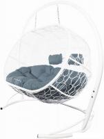 Подвесной диван M-Group Лежебока 11180109 (с белым ротангом/серая подушка)