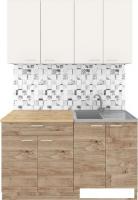 Готовая кухня Агута Альфа 1.4 (дуб золотой/сатин/дуб бунратти)