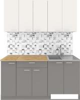 Готовая кухня Агута Альфа 1.5 (глиняный серый/сатин/дуб бунратти)