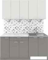 Готовая кухня Агута Альфа 1.5 (глиняный серый/холодный серый/опал светлый)