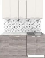 Готовая кухня Агута Альфа 1.5 (дуб пепельный/сатин/опал светлый)