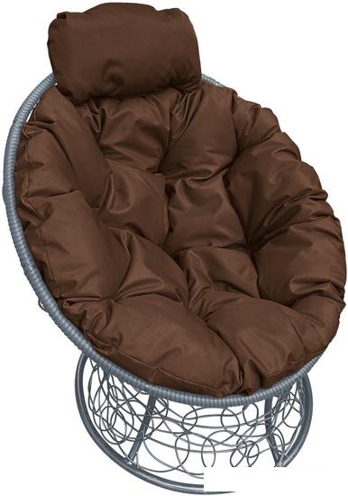 Кресло M-Group Папасан мини 12070305 (серый ротанг/коричневая подушка)
