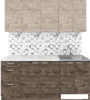 Готовая кухня Агута Альфа 1.8 (дуб эспрессо/дуб винтажный/опал светлый)