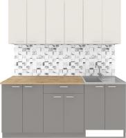 Готовая кухня Агута Альфа 1.8/60 (глиняный серый/сатин/дуб бунратти)