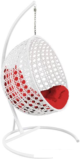 Подвесное кресло M-Group Круг Люкс 11060106 (белый ротанг/красная подушка)
