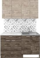 Готовая кухня Агута Альфа 1.4 (дуб эспрессо/дуб винтажный/опал светлый)