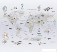 Фотообои Vimala Серая карта мира 2 270x300