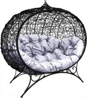 Садовый диван M-Group Улей на ножках 11220409 (черный ротанг/серая подушка)