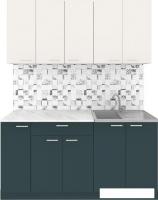 Готовая кухня Агута Альфа 1.5 (бензин/сатин/опал светлый)