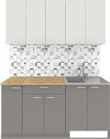 Готовая кухня Агута Альфа 1.5 (глиняный серый/холодный серый/дуб бунратти)