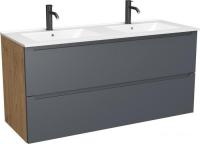 ЗОВ Тумба с умывальником Дион 120 D120LHO0M7015MKV5-OL120 (графит матовый/дуб)
