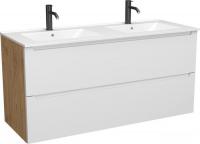 ЗОВ Тумба с умывальником Дион 120 D120LHO0M9003MKV5-OL120 (белый матовый/дуб)