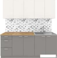 Готовая кухня Агута Альфа 2.0 (глиняный серый/сатин/дуб бунратти)