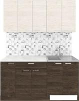 Готовая кухня Агута Альфа 1.5 (дуб темный/дуб светлый/опал светлый)