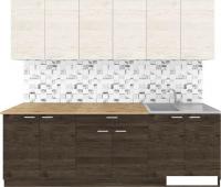 Готовая кухня Агута Альфа 2.4 (дуб темный/дуб светлый/дуб бунратти)