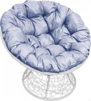 Кресло M-Group Папасан 12020109 (белый ротанг/серая подушка)