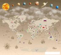 Фотообои Vimala Карта мира с флагами 270x300