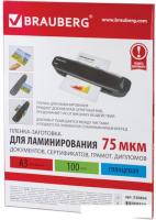 Пленка для ламинирования BRAUBERG глянцевая A3 75 мкм 100 шт 530894
