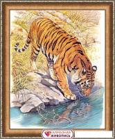 Алмазная мозаика  Алмазная Живопись Тигр у реки АЖ-1523