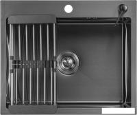 Кухонная мойка Saniteco 6045 Nano (с сифоном, дозатором и коландером)