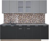 Готовая кухня Интерлиния Мила 24 (антрацит/серебро)