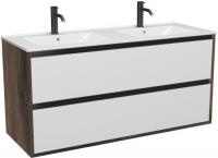 ЗОВ Тумба с умывальником Парма 120 P120LA0MWMC1B-OL120 (аттик/белый матовый/черный)