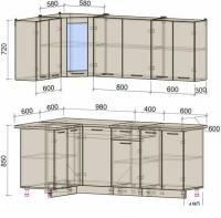 Готовая кухня Интерлиния Мила 12x20 (антрацит/серебро)