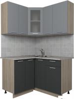 Готовая кухня Интерлиния Мила 12x13 (серебро/антрацит)