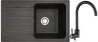 Кухонная мойка БелЭворс Styl R + смеситель W4998-3-22 (черный)